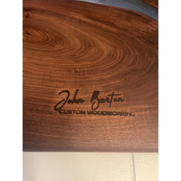 Handcrafted Walnut Blue Epoxy Waterfall Mid Century Modern MCM Charcuterie Board - Picture 5 of 5